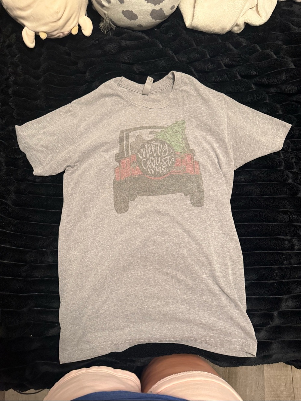 Women’s Heather Gray merry Christmas jeep Graphic Tee